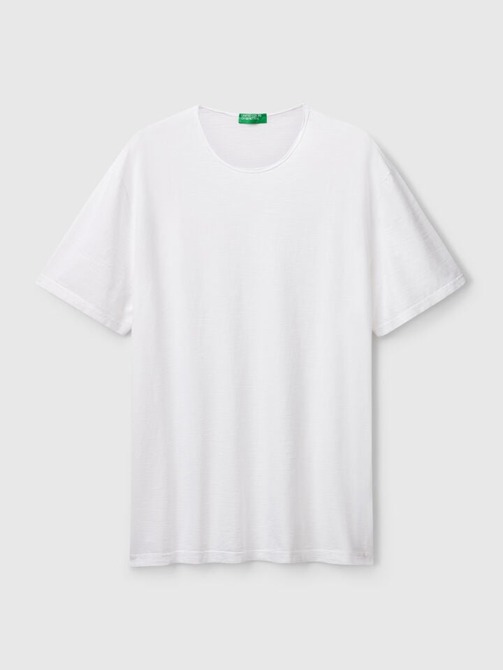 Benetton Slub Cotton T-shirt White