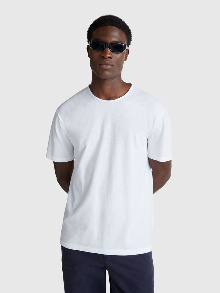 benetton Slub cotton t-shirt White