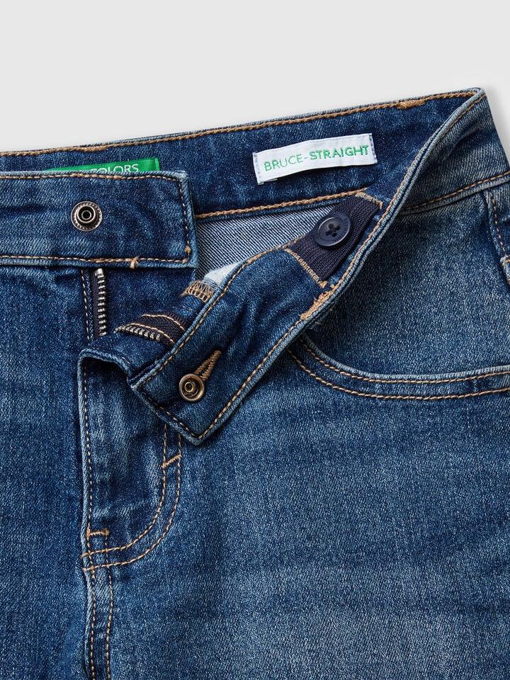 Benetton Straight Fit Denim Bermudas Dark Blue
