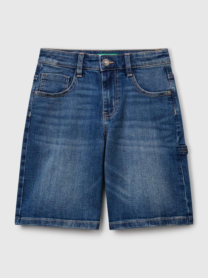 benetton Straight fit denim bermudas Dark Blue