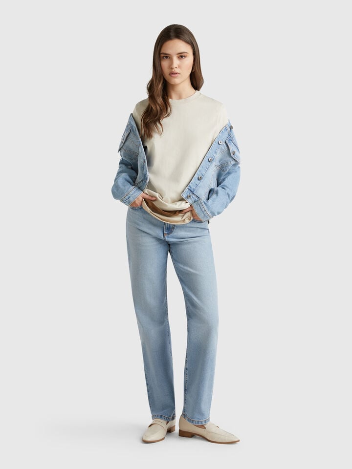 Benetton Straight Leg Jeans Light Blue