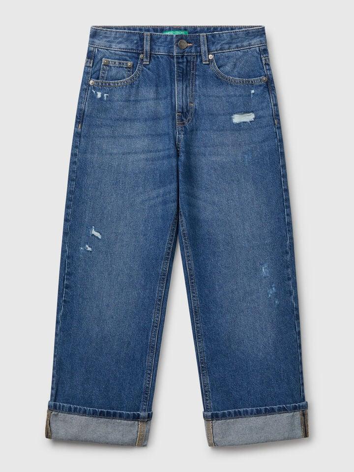 benetton Straight leg jeans with tears Blue