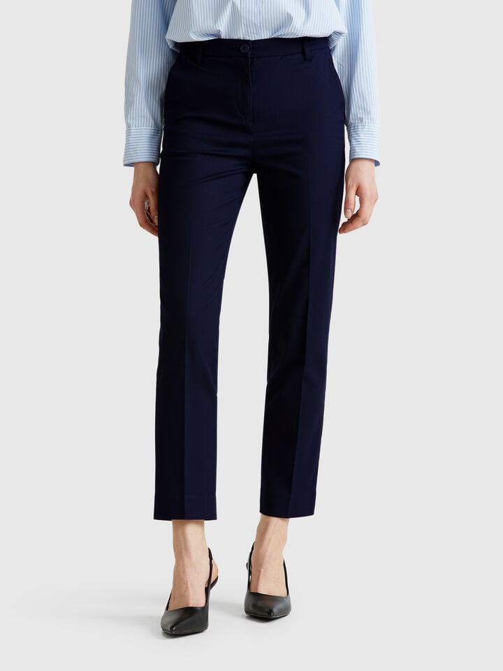 benetton Stretch cotton chinos Dark Blue