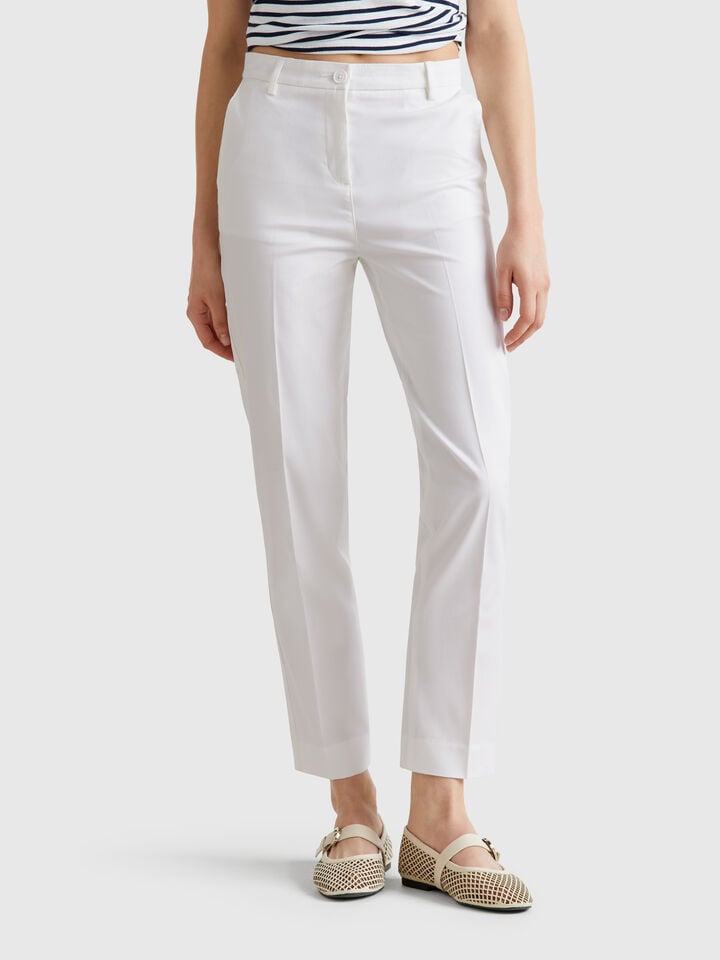 benetton Stretch cotton chinos White