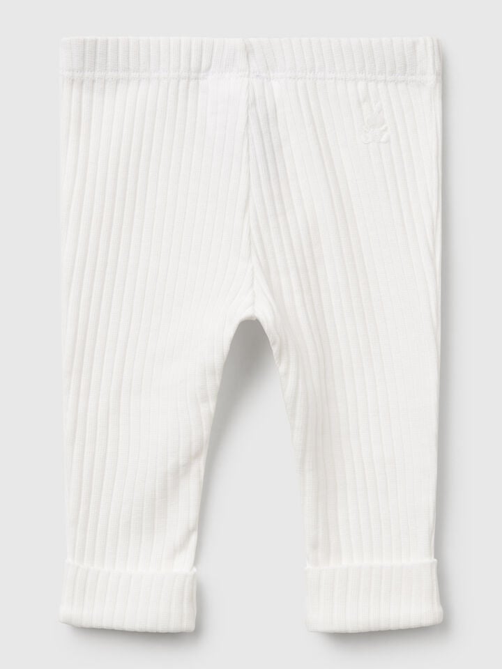 Benetton Stretch Cotton Leggings Creamy White