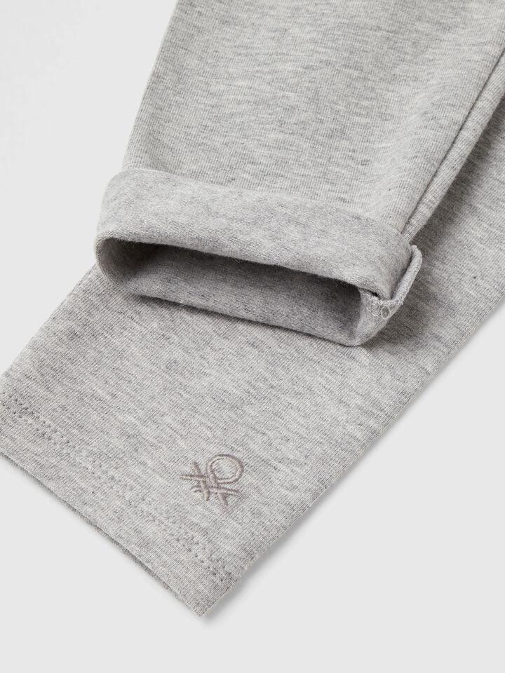 Benetton Stretch Cotton Leggings Light Gray