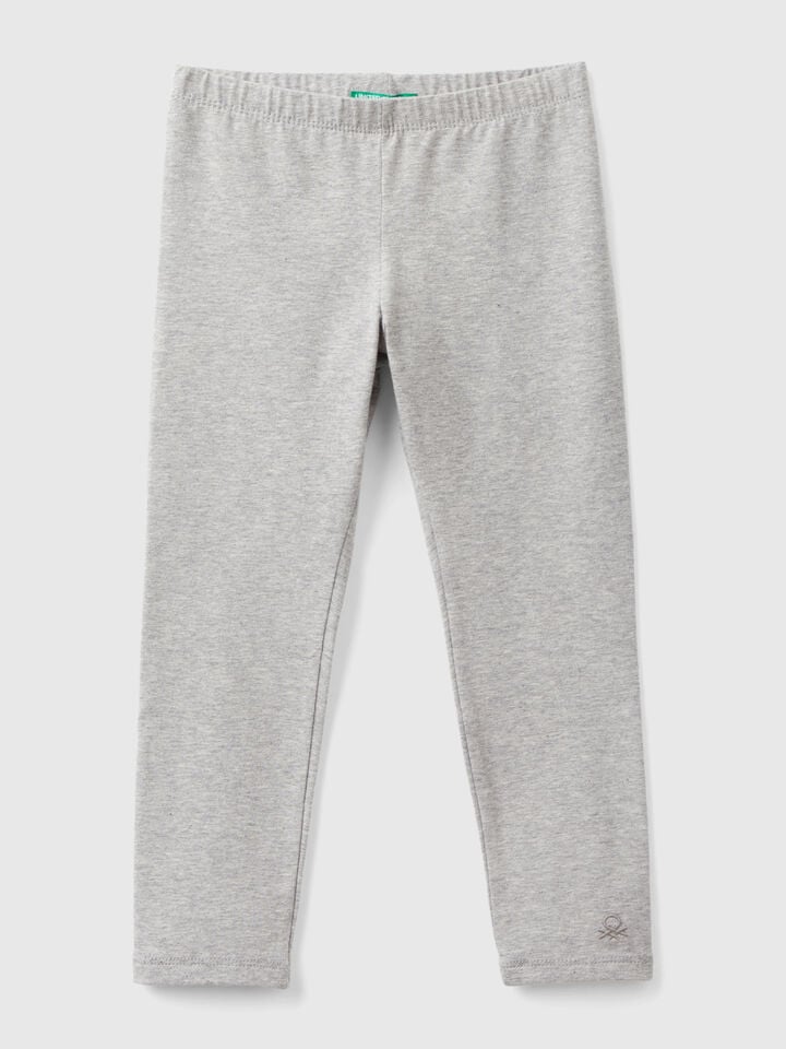 Benetton Stretch Cotton Leggings Light Gray