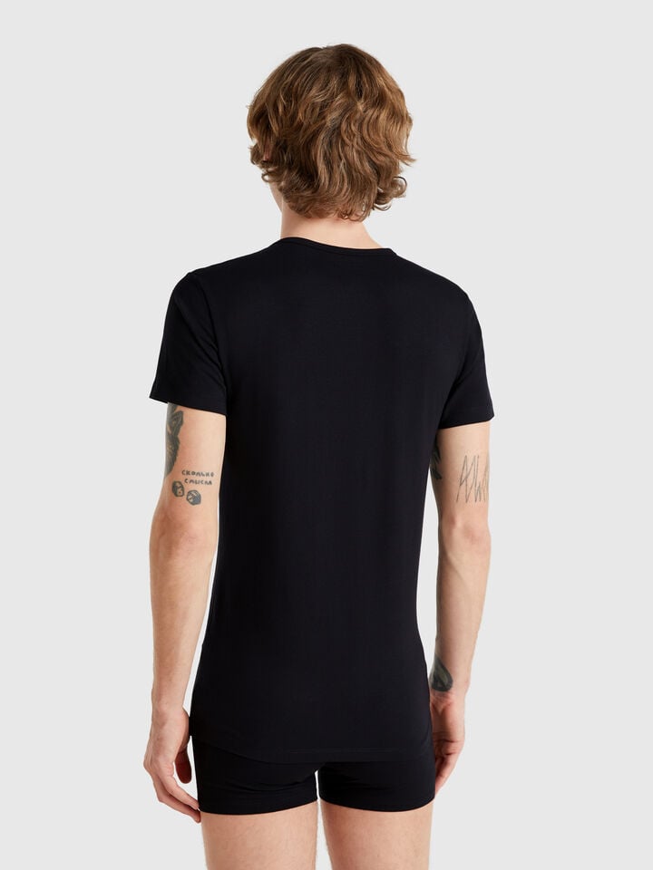 Benetton Stretch Cotton T-shirt Black