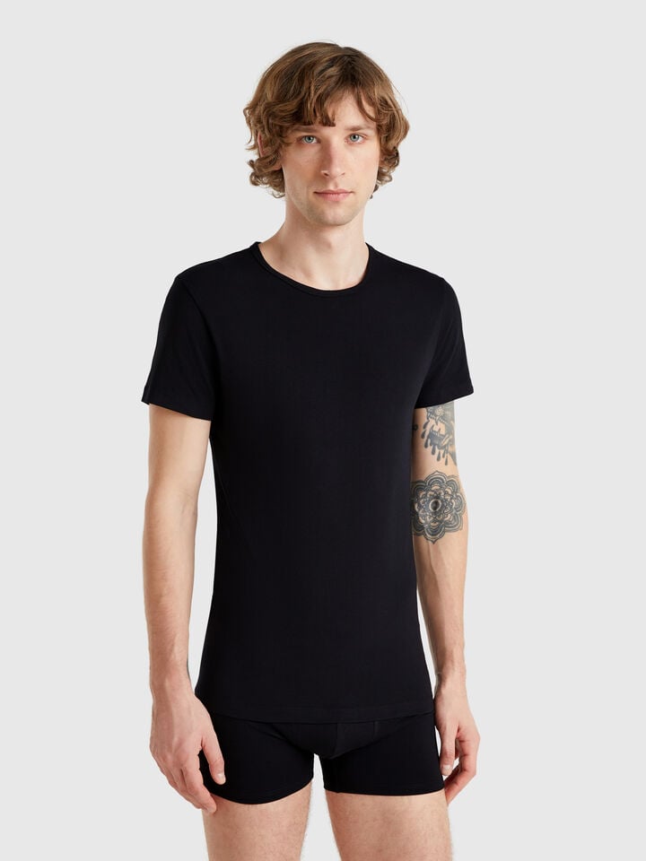 Benetton Stretch Cotton T-shirt Black