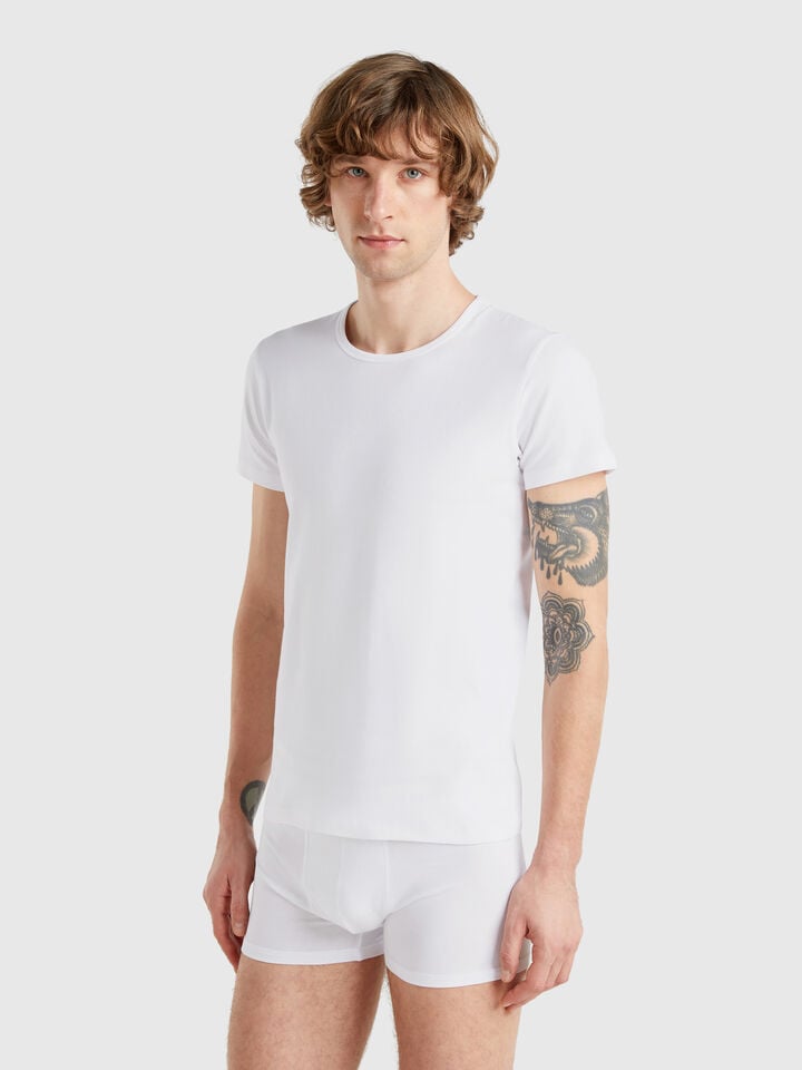 benetton stretch cotton t-shirt White