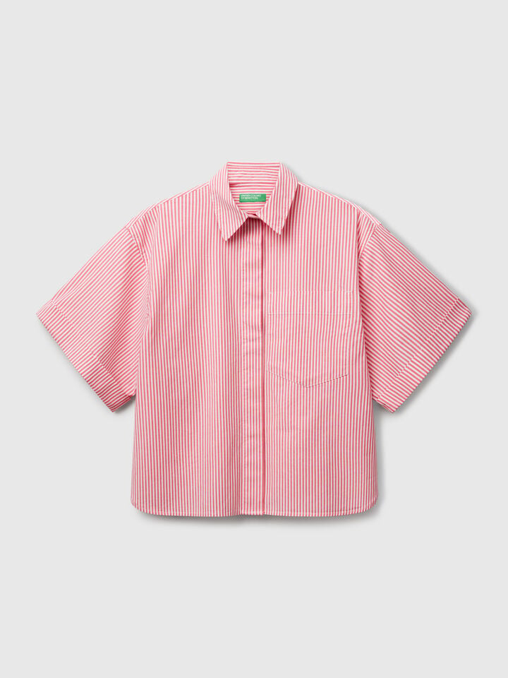 Benetton Striped Boxy Fit Shirt Cyclamen