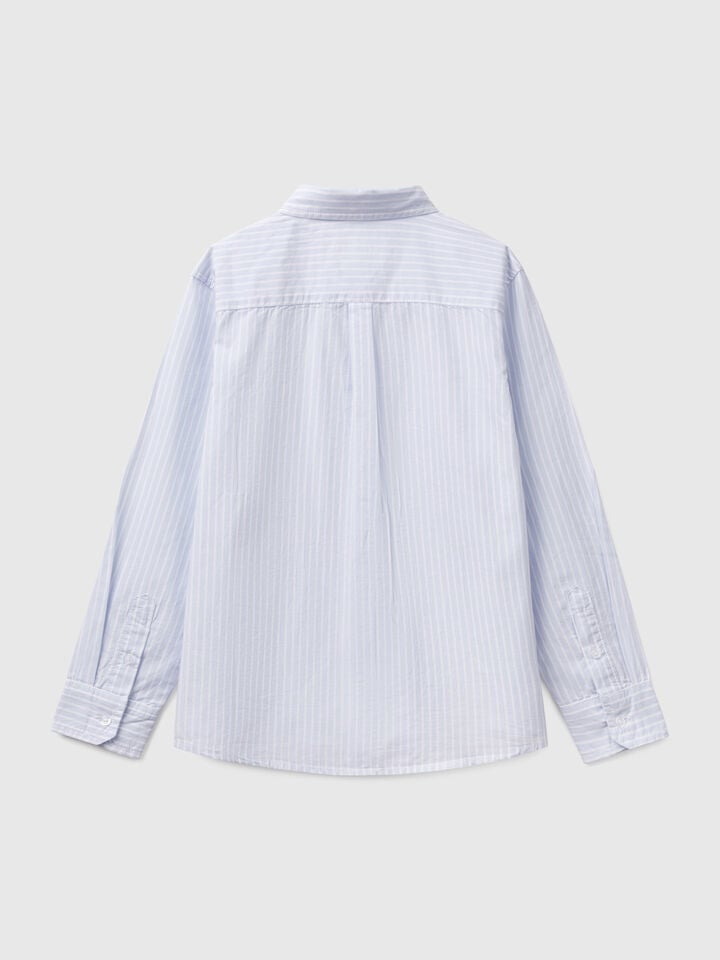 Benetton Striped Button Down Shirt Sky Blue
