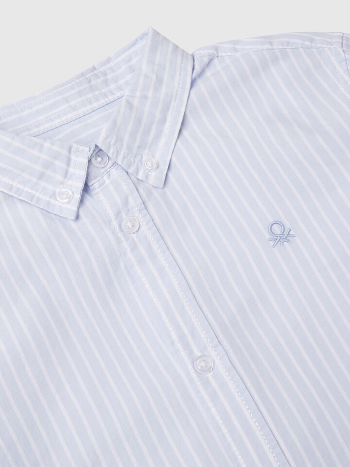 Benetton Striped Button Down Shirt Sky Blue