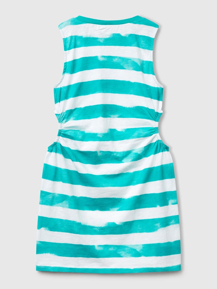Benetton Striped Dress With Porthole Green