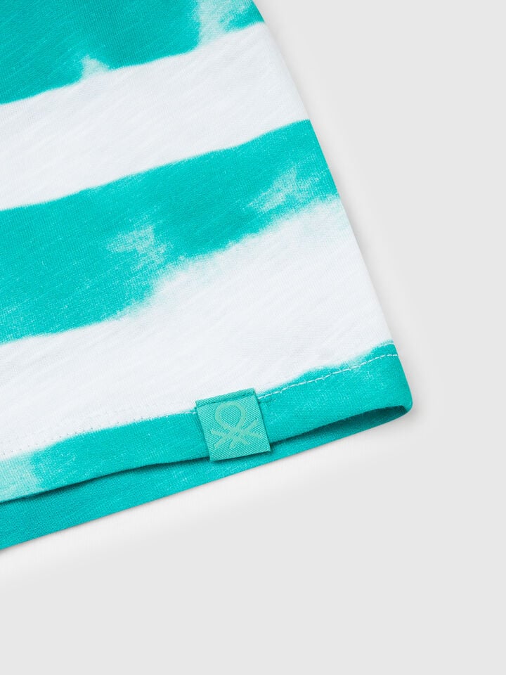 Benetton Striped Dress With Porthole Green