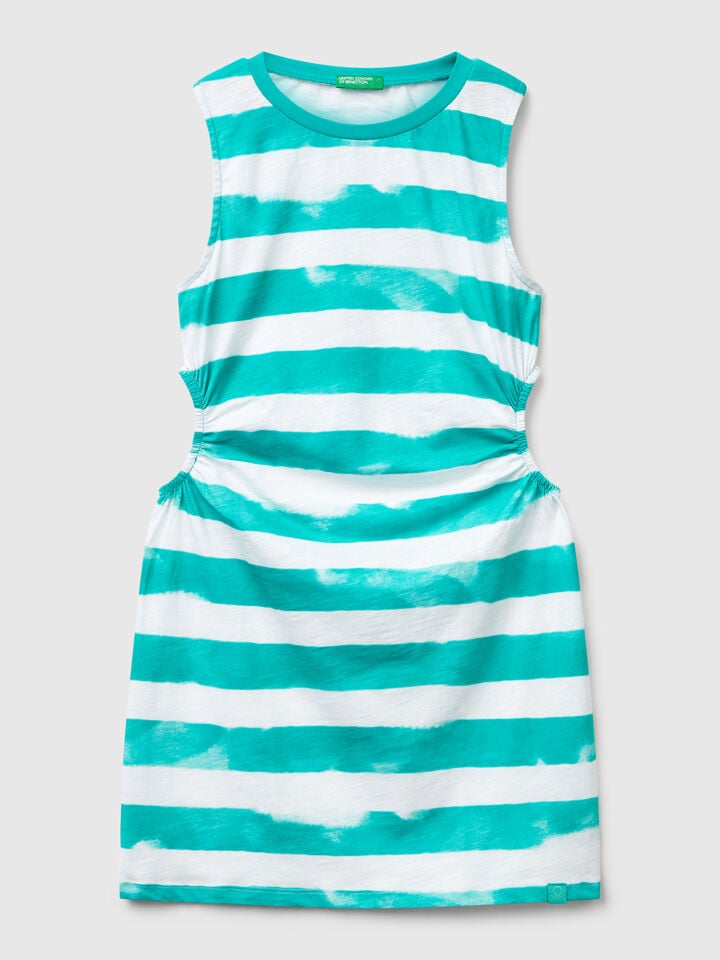 benetton Striped dress with porthole Green