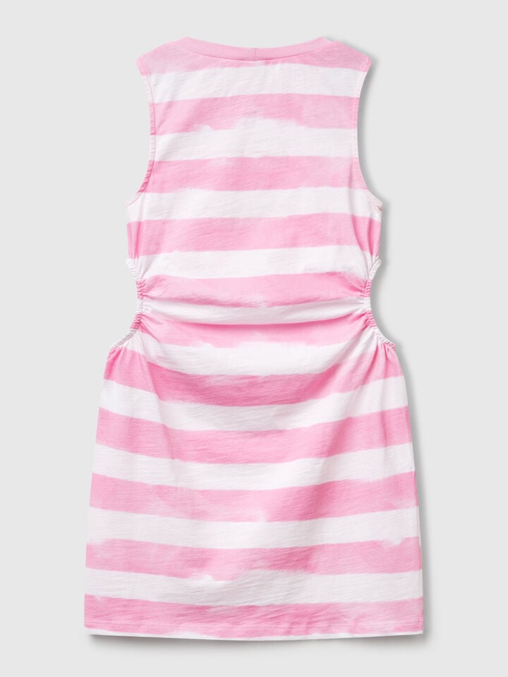 Benetton Striped Dress With Porthole Pink