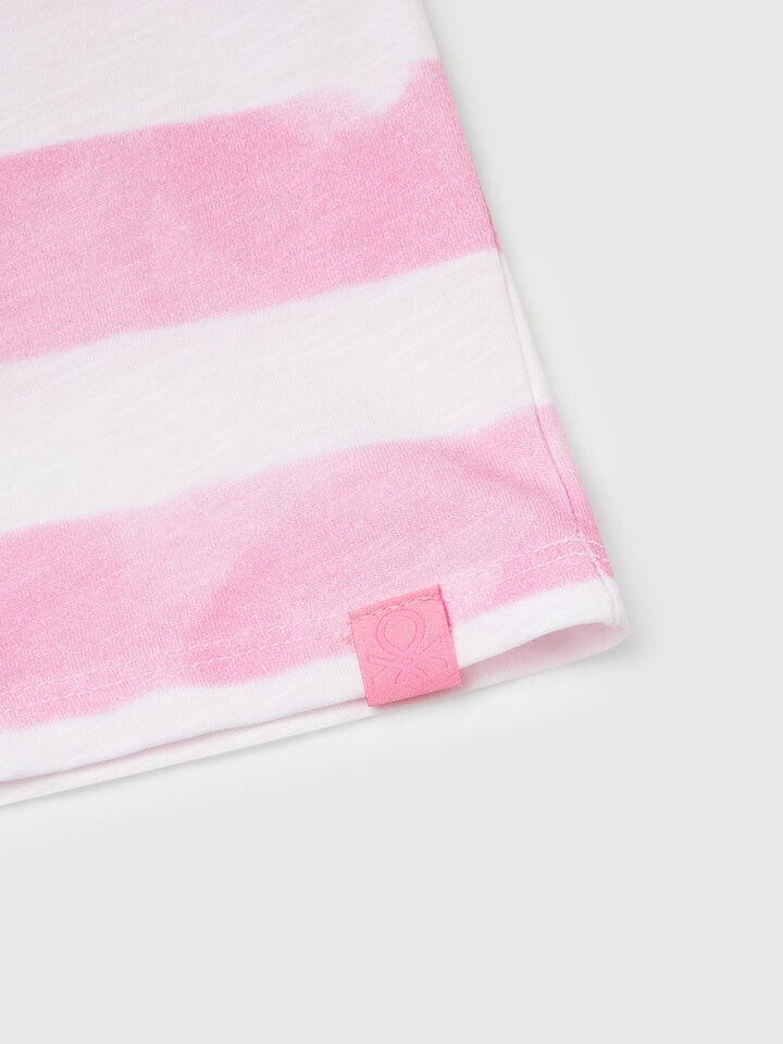 Benetton Striped Dress With Porthole Pink