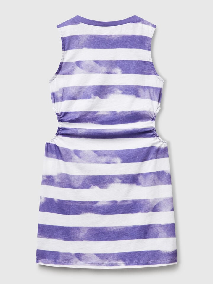 Benetton Striped Dress With Porthole Purple
