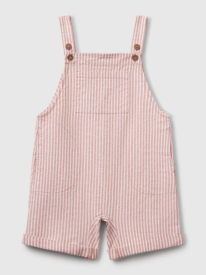 benetton Striped dungarees in linen blend Red