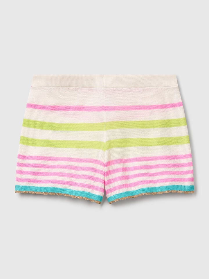Benetton Striped Knit Shorts Multi-color