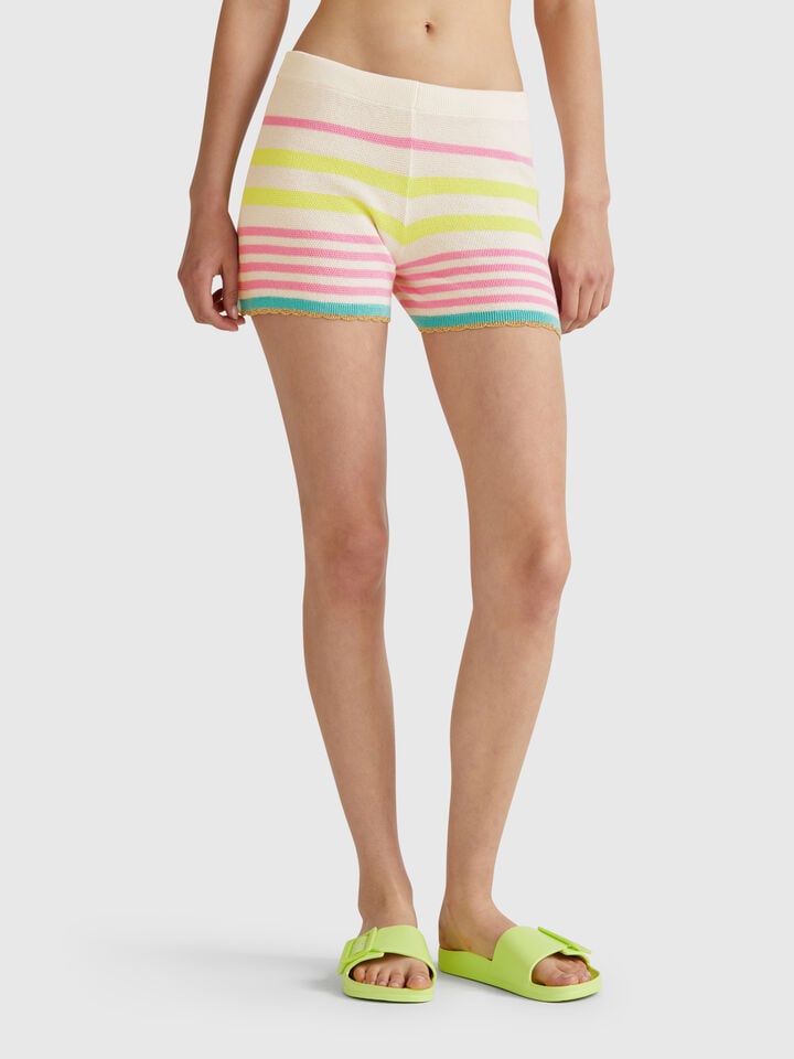 benetton Striped knit shorts Multi-color