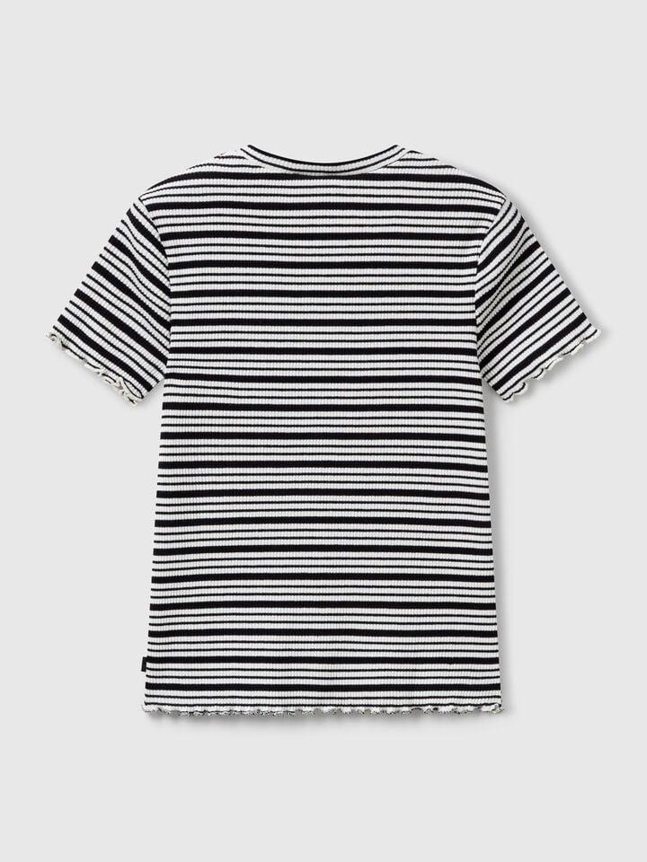 Benetton Striped Stretch Cotton T-shirt Black