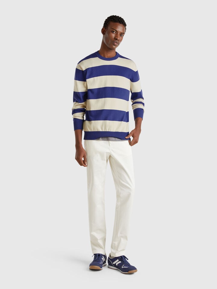 Benetton Striped Sweater Blue