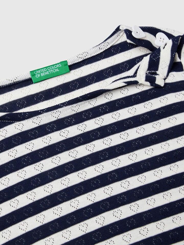 Benetton Striped T-shirt Blue