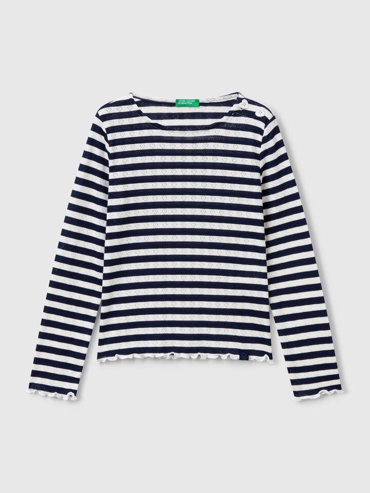 benetton Striped t-shirt Blue