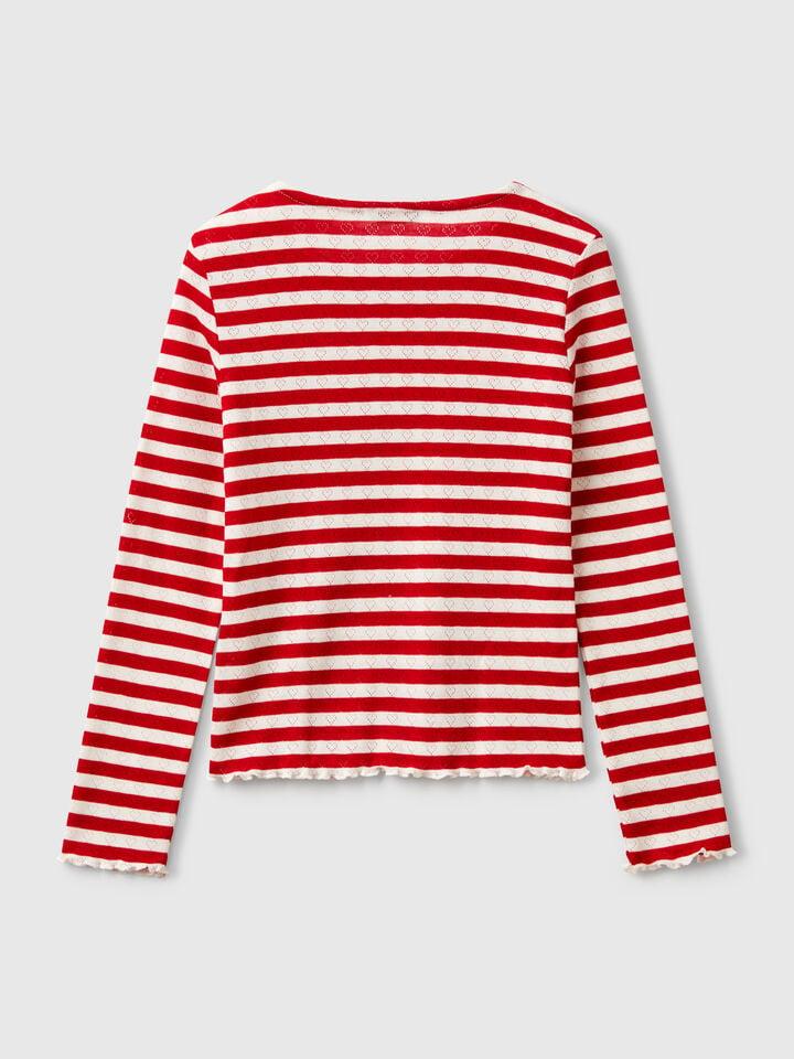 Benetton Striped T-shirt Red