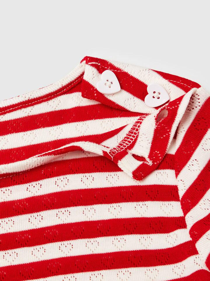 Benetton Striped T-shirt Red