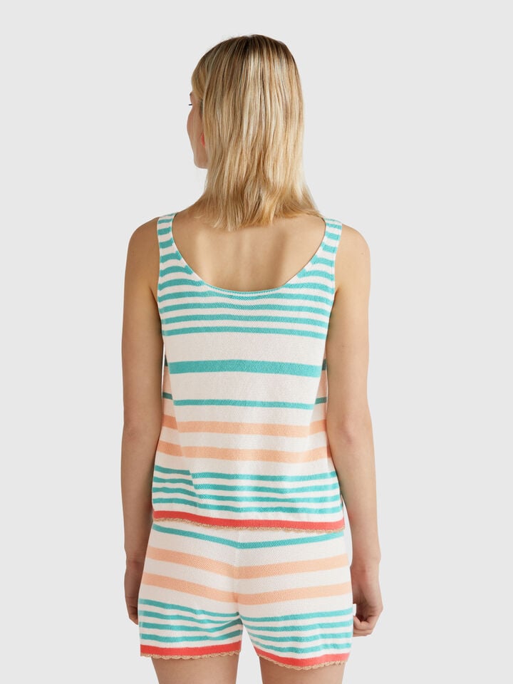 Benetton Striped Top Multi-color