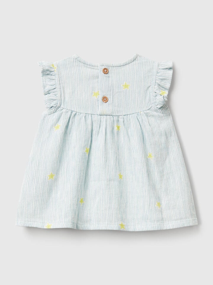 Benetton Striped Top With Stars White