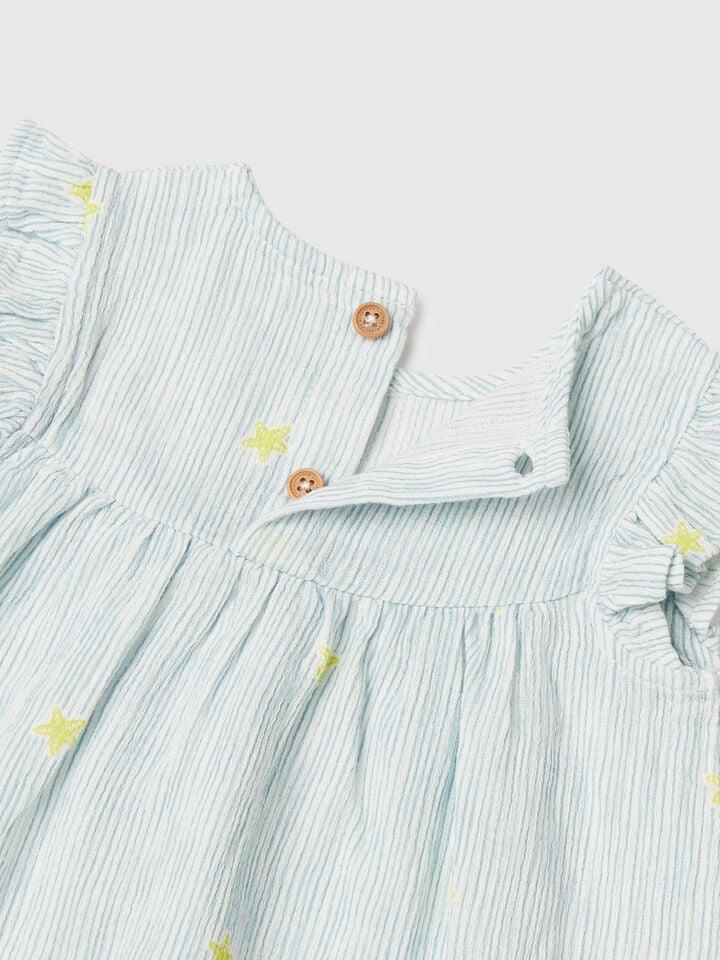 Benetton Striped Top With Stars White