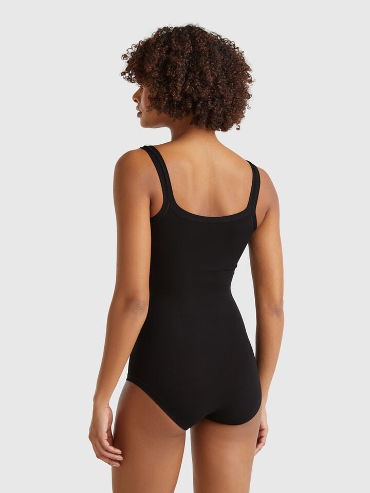 Benetton Super Stretch Cotton Bodysuit Black