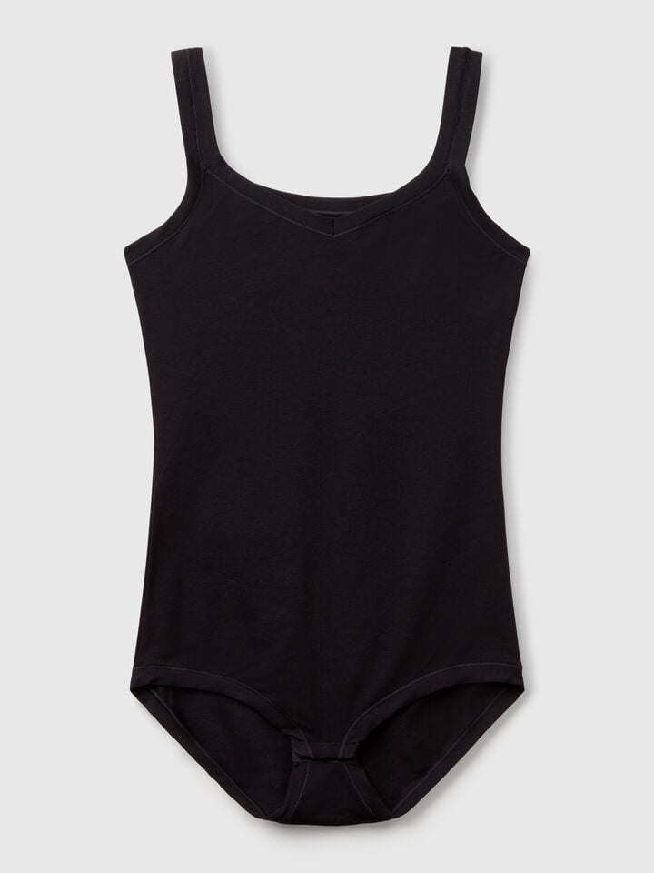 Benetton Super Stretch Cotton Bodysuit Black