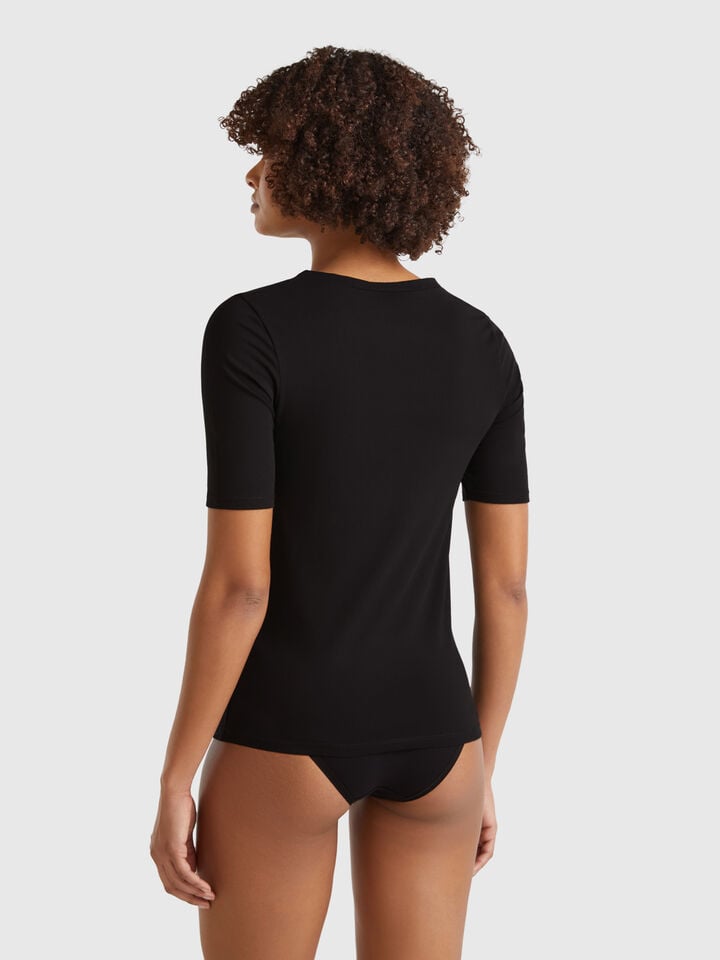 Benetton Super Stretch Cotton T-shirt Black