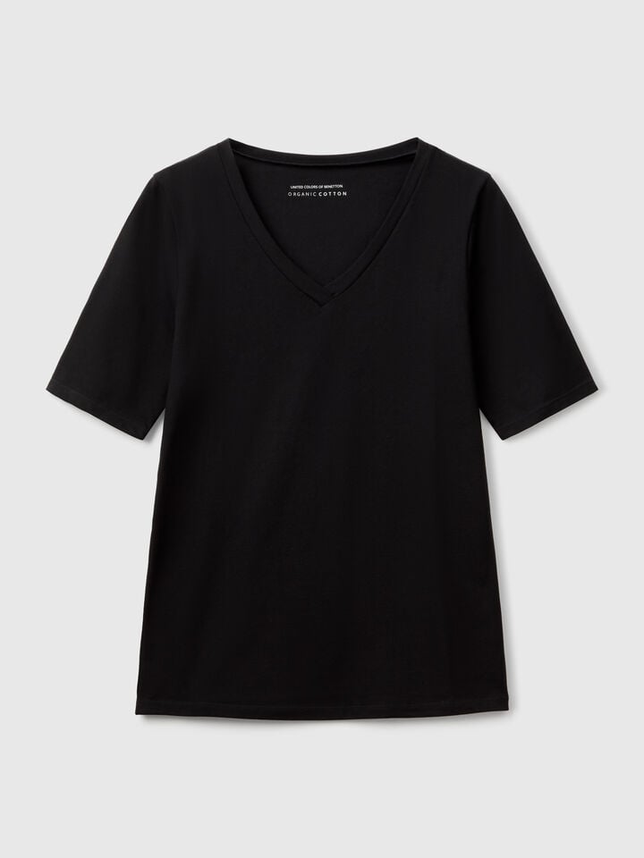 Benetton Super Stretch Cotton T-shirt Black