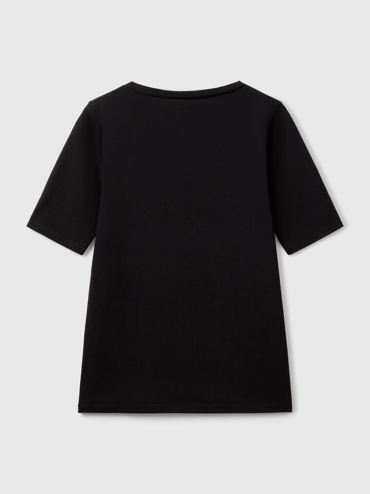 Benetton Super Stretch Cotton T-shirt Black