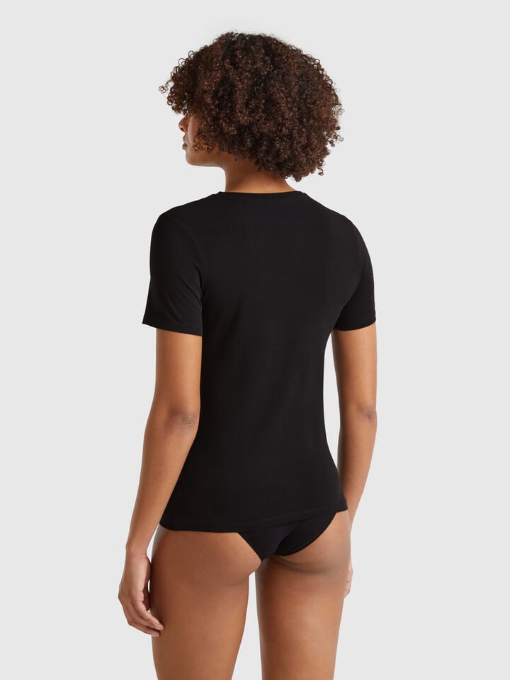 Benetton Super Stretch Cotton T-shirt Black