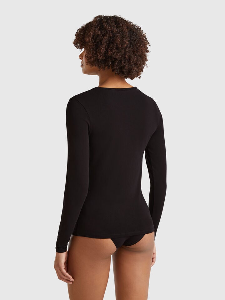 Benetton Super Stretch Cotton T-shirt Black