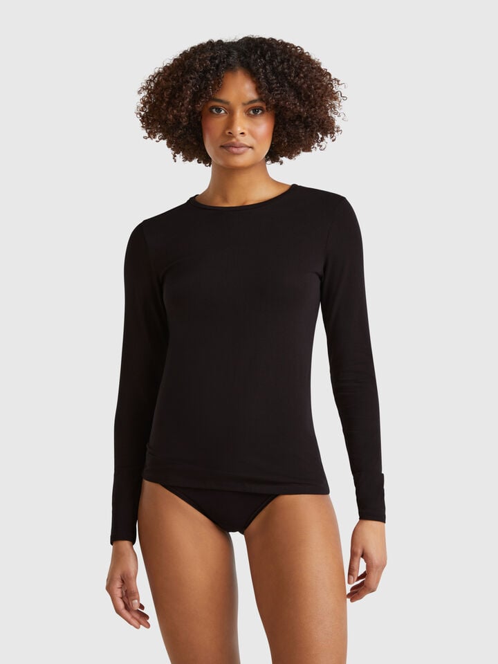 benetton Super stretch cotton t-shirt Black