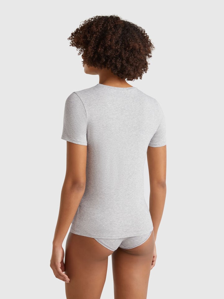 Benetton Super Stretch Cotton T-shirt Light Gray