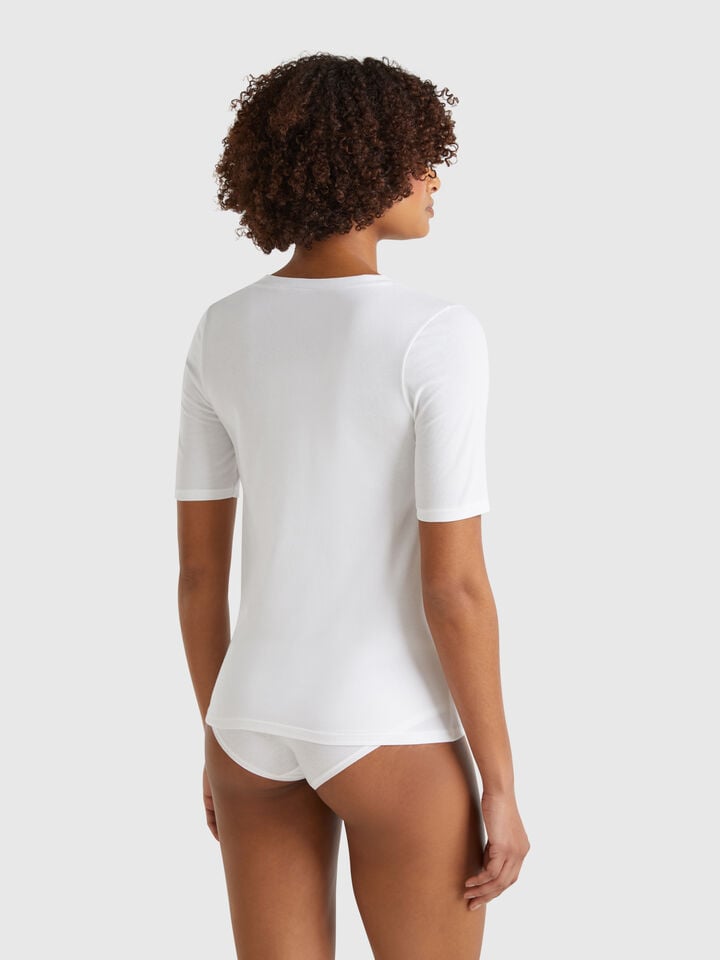 Benetton Super Stretch Cotton T-shirt White