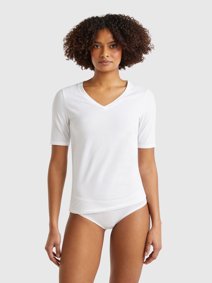 benetton Super stretch cotton t-shirt White