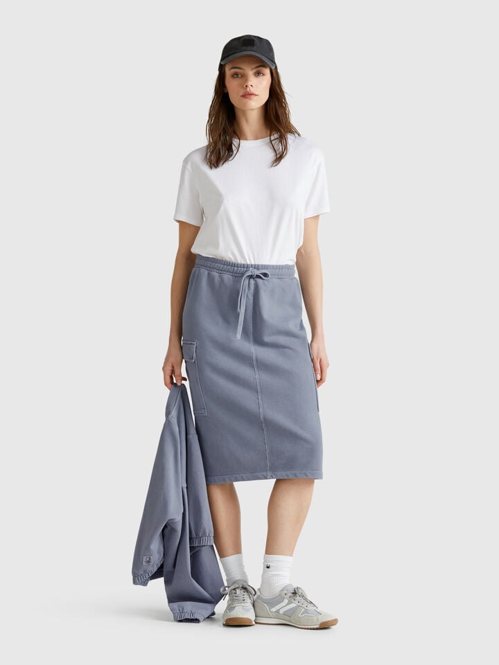 Benetton Sweat Cargo Skirt Gray