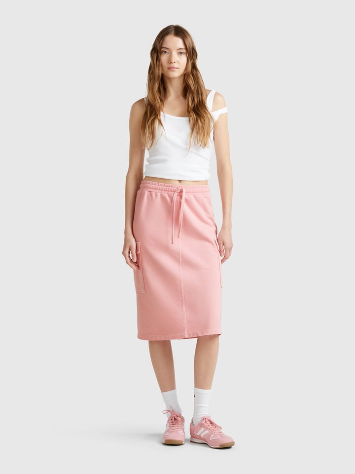 Benetton Sweat Cargo Skirt Pink
