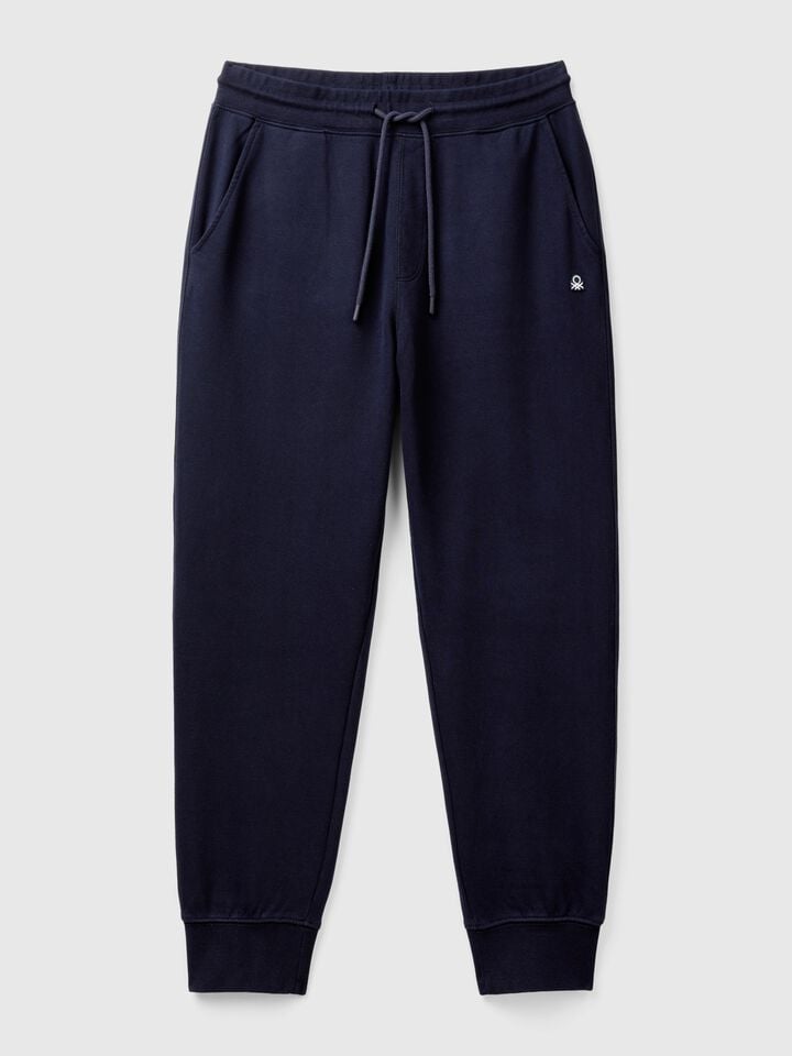 Benetton Sweat Joggers In Organic Cotton Dark Blue