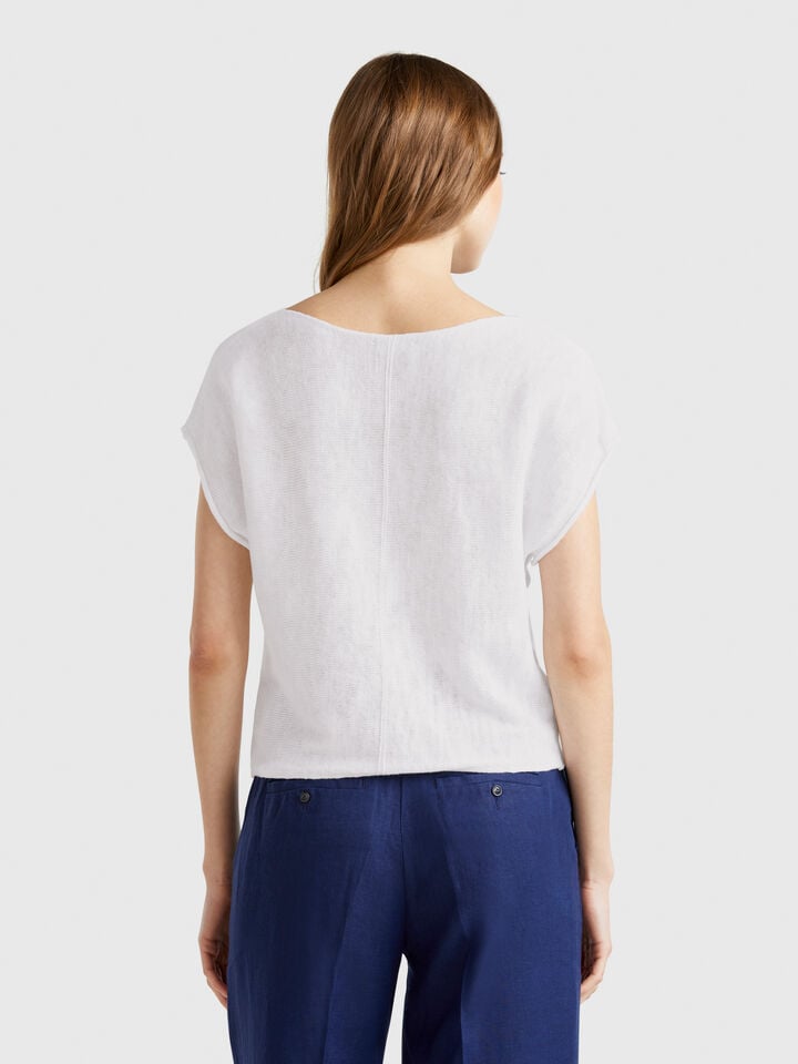 Benetton Sweater In Cotton And Linen White